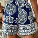VCAY Shorts informales de mujer con estampado de flecos sueltos y a la moda