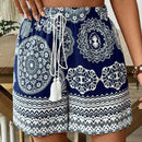 VCAY Shorts informales de mujer con estampado de flecos sueltos y a la moda