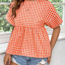 EZwear Top estilo babydoll con diseno de cuadros vichy, de corte suelto con hombros caidos