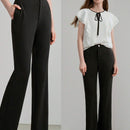 MOTF STUDIO Pantalones solidos de pierna acampanada con bolsillos inclinados y dobladillo dividido
