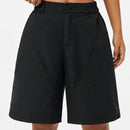 Coolane Shorts estilo callejero para mujer con ajuste holgado, longitud de la rodilla, tachuelas y tonos neutros