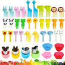 38 piezas de palillos decorativos para comida en miniatura con diseño de animales animados, para snacks, pasteles y frutas, incluye herramienta de corte y separador de silicona para lonchera
