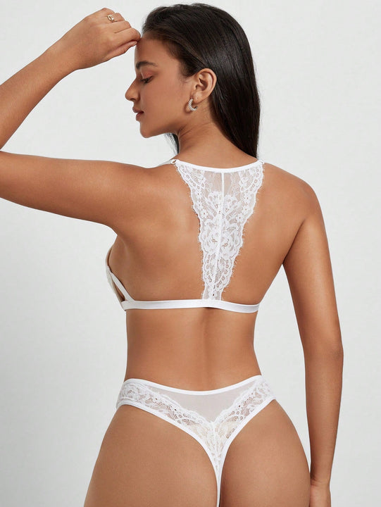 DesireSculpt Conjunto de lenceria con encaje en contraste