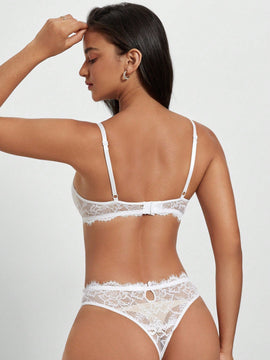 DesireSculpt Conjunto de lenceria con encaje floral con aro