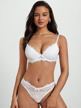 DesireSculpt Conjunto de lenceria con encaje floral con aro