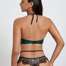 DesireSculpt Conjunto De Lenceria De Bralette Sin Mangas Con Diseno De Encaje Para Mujer Con Braguita Transparente Ahuecada
