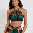 DesireSculpt Conjunto De Lenceria De Bralette Sin Mangas Con Diseno De Encaje Para Mujer Con Braguita Transparente Ahuecada