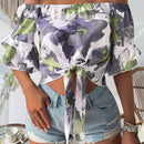Camisa de estilo hawaiano para mujer con estampado, sin tirantes y con cintura elastica, perfecta para vacaciones de verano
