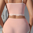 NEW Conjunto de lenceria para mujeres con sosten y ropa interior con encaje sexy y elastico, tirantes finos y cuello en V con lenceria a juego