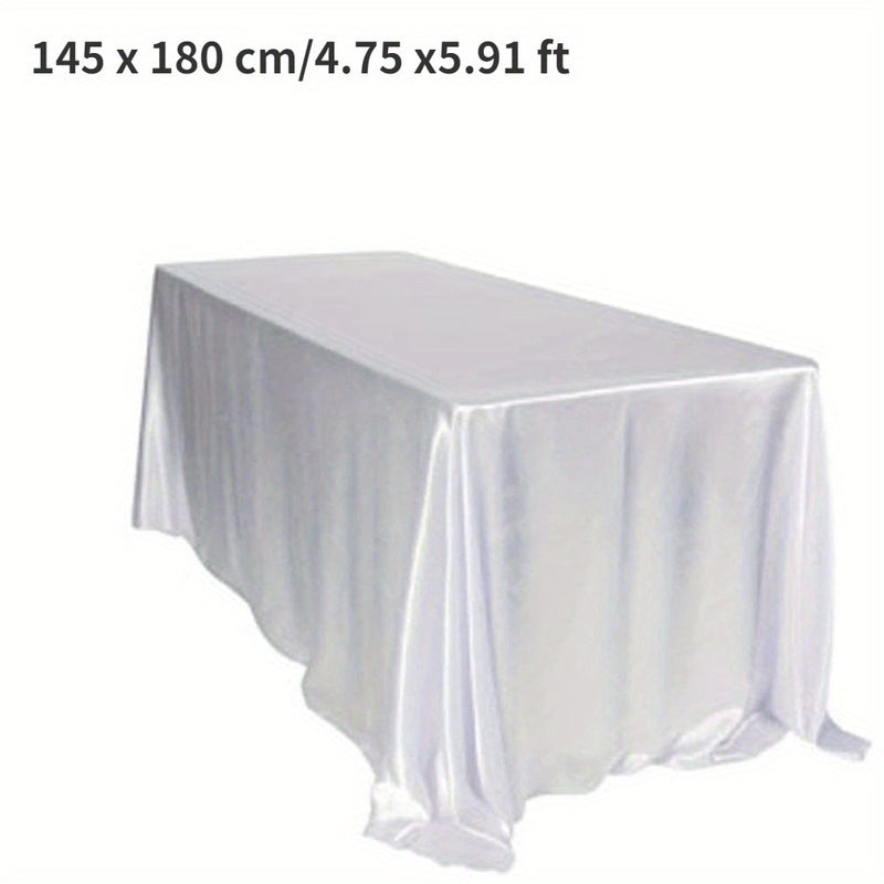 Mantel elegante de satén blanco, rectangular, de poliéster, ideal para bodas, Navidad, baby showers, cumpleaños y banquetes, mantel de mesa elegante