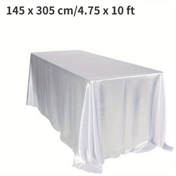 Mantel elegante de satén blanco, rectangular, de poliéster, ideal para bodas, Navidad, baby showers, cumpleaños y banquetes, mantel de mesa elegante