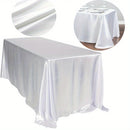 Mantel elegante de satén blanco, rectangular, de poliéster, ideal para bodas, Navidad, baby showers, cumpleaños y banquetes, mantel de mesa elegante