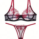 NEW Conjunto de sujetador push-up con aros negro para mujeres, bralette sexy de encaje con cuello en V y ropa interior transpirable con detalles huecos