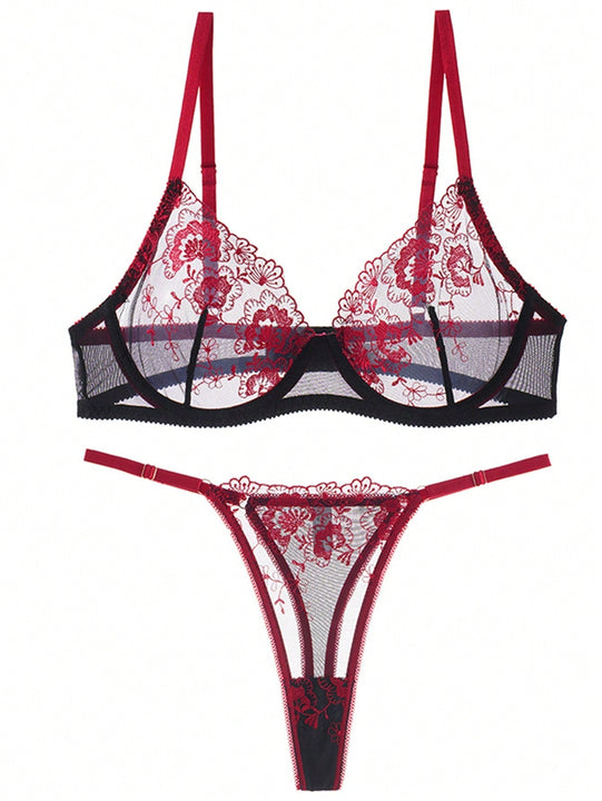 NEW Conjunto de sujetador push-up con aros negro para mujeres, bralette sexy de encaje con cuello en V y ropa interior transpirable con detalles huecos