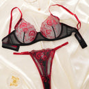 NEW Conjunto de sujetador push-up con aros negro para mujeres, bralette sexy de encaje con cuello en V y ropa interior transpirable con detalles huecos