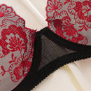NEW Conjunto de sujetador push-up con aros negro para mujeres, bralette sexy de encaje con cuello en V y ropa interior transpirable con detalles huecos