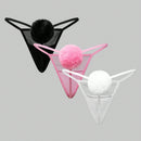 ROMWE Kawaii Conjunto de 3 piezas de tanga sexy con pompon de cola de conejo puro