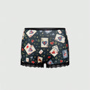 ROMWE J-Fashion Conjunto de 3 piezas de braguitas para mujeres con estampado de corazon y poker, parche de encaje y pierna cuadrada