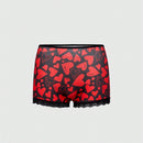 ROMWE J-Fashion Conjunto de 3 piezas de braguitas para mujeres con estampado de corazon y poker, parche de encaje y pierna cuadrada