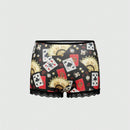 ROMWE J-Fashion Conjunto de 3 piezas de braguitas para mujeres con estampado de corazon y poker, parche de encaje y pierna cuadrada