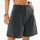 Coolane Shorts de traje con diseno plisado de moda para mujeres, adecuados para atuendos de primavera y verano con estilo callejero