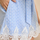 Anewsta Short de verano casual para mujer con cinturon de encaje y cintura estampada a cuadros