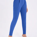 Essnce Pantalones largos de pliegues elegantes para mujer, elasticos, de unicolor y ajuste cenido para uso diario en el trabajo con bolsillos