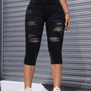 EZwear Pantalones Jeans Casuales Para Mujer Con Aspecto Roto Y Destenido, Estilo De Bigotes De Gato, Uso Diario
