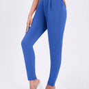 Essnce Pantalones largos de pliegues elegantes para mujer, elasticos, de unicolor y ajuste cenido para uso diario en el trabajo con bolsillos