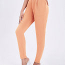 Essnce Pantalones informales de color liso y elasticos de cintura alta con pliegues y bolsillos para mujer