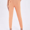 Essnce Pantalones informales de color liso y elasticos de cintura alta con pliegues y bolsillos para mujer