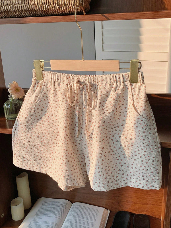 EZwear Pantalones Cortos Casuales De Verano Con Estampado Floral De Florecitas Para Mujer Para Uso Diario