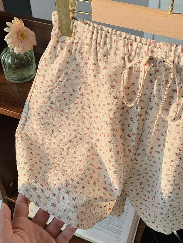 EZwear Pantalones Cortos Casuales De Verano Con Estampado Floral De Florecitas Para Mujer Para Uso Diario