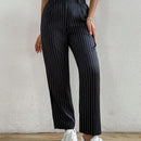 EZwear Pantalones de traje con pierna estrecha para mujer con rayas, cierre de cremallera, adecuados para el trabajo y el transporte diario