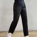 EZwear Pantalones de traje con pierna estrecha para mujer con rayas, cierre de cremallera, adecuados para el trabajo y el transporte diario
