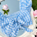 NEW  EZwear Top corto con estampado de cuadros, con lazo en la parte posterior y diseno delantero cruzado
