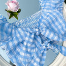 NEW  EZwear Top corto con estampado de cuadros, con lazo en la parte posterior y diseno delantero cruzado