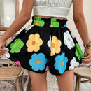 VCAY Shorts de mujer con estampado de plumeria (estampado aleatorio)