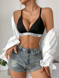 NEW  Sujetador con tirantes de jacquard y con letras para mujer