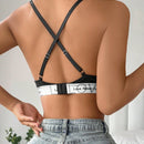 NEW  Sujetador con tirantes de jacquard y con letras para mujer