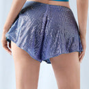 ICON Pantalones cortos de verano de pierna ancha y mini longitud con lentejuelas degradadas de moda para mujer