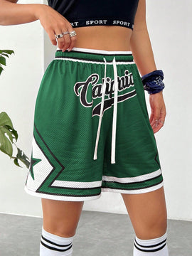 Coolane Bermudas sueltas para mujer con cordon y estampado de letras