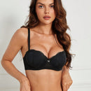DesireSculpt Sencillo sosten push-up de encaje con aros para mujeres, 1 pieza