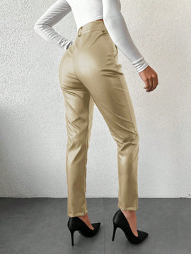 Pantalones de piel sintetica para mujer