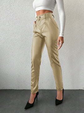 Pantalones de piel sintetica para mujer