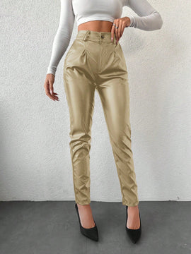 Pantalones de piel sintetica para mujer