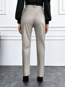 Pantalones de piel sintetica para mujer