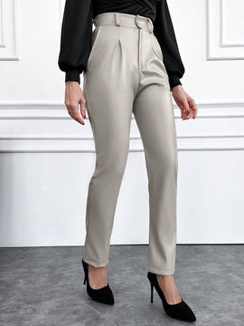 Pantalones de piel sintetica para mujer