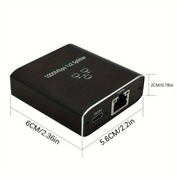 Adaptador divisor Gigabit Ethernet - Divisor de cable de red RJ45 de 1 a 2 puertos con alimentación USB - Uso compartido de conexión a Internet de doble dispositivo para Cat5/5e/6/7/8 - Divisor LAN Y RJ45 de alta velocidad de 1000 Mbps