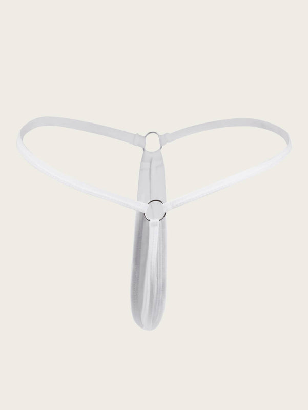 Conjunto de 5 piezas de ropa interior sexy para mujer, con braguita tanga de seda lechosa comoda y de cintura baja, en unicolor. Simple y versatil